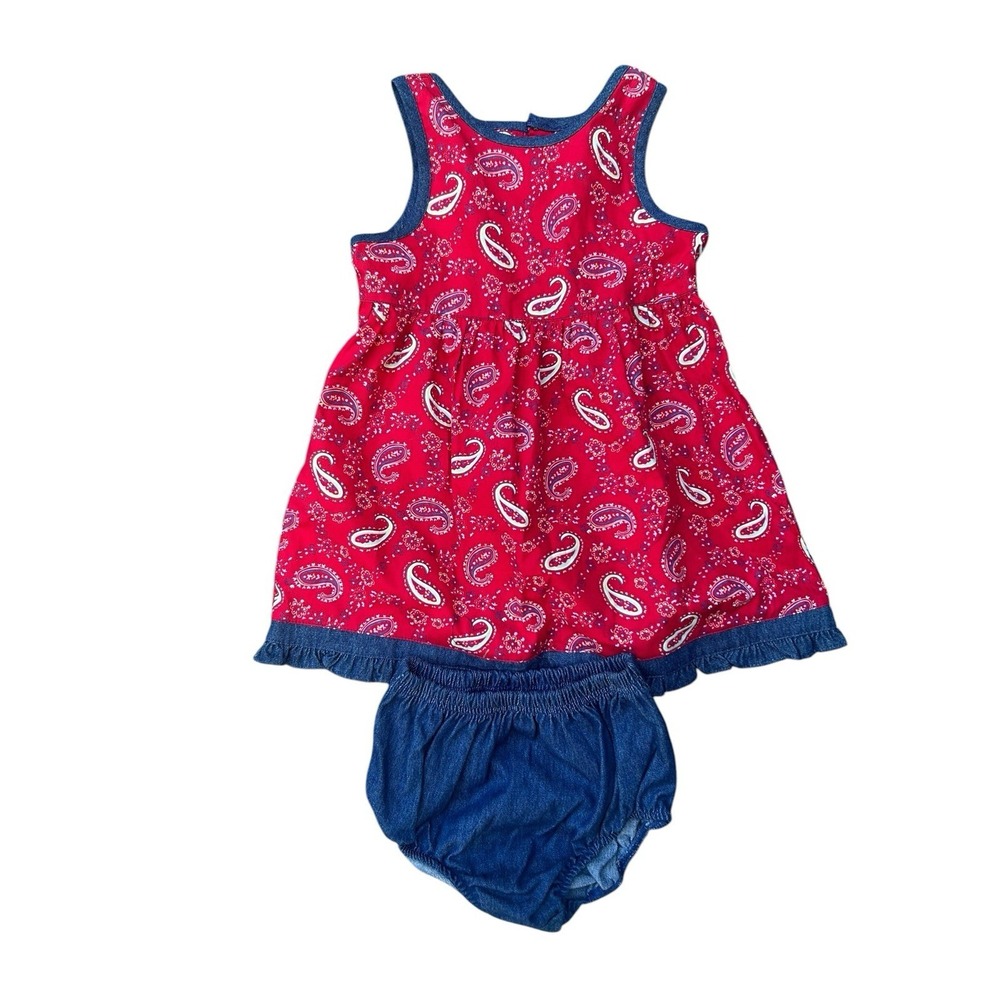 Specialty Kids Vintage Americana Dress Toddler Girls‎ Red White Blue 24 Mos 90s